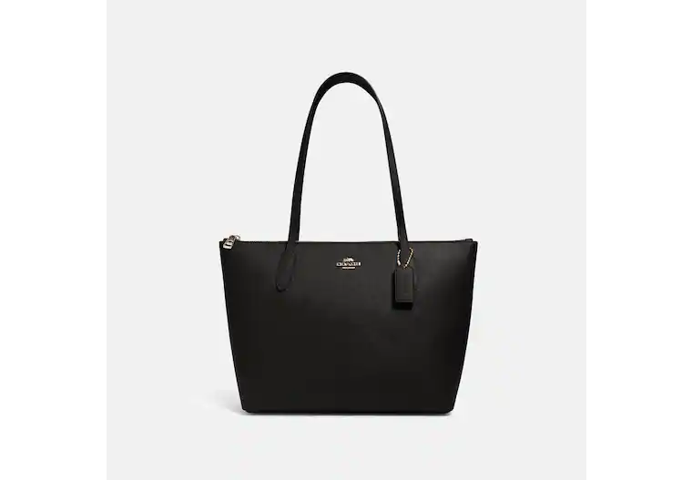 Zip Top Tote in Black