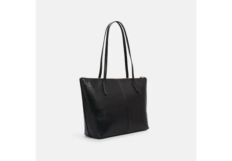 Zip Top Tote in Black