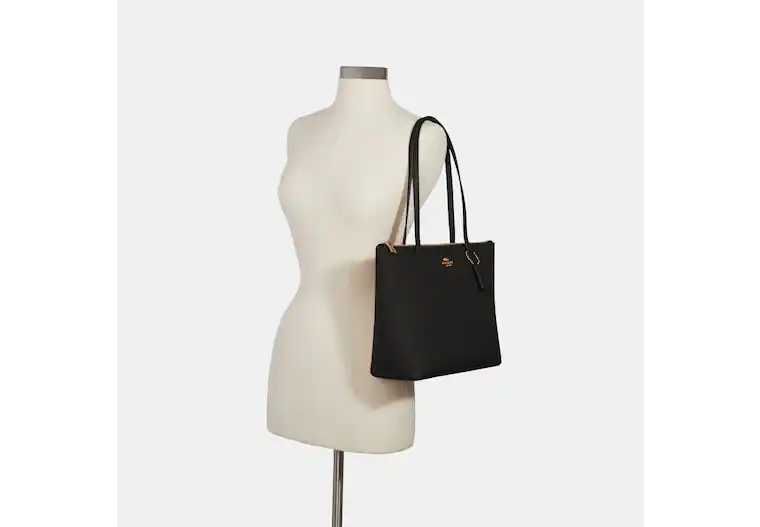 Zip Top Tote in Black