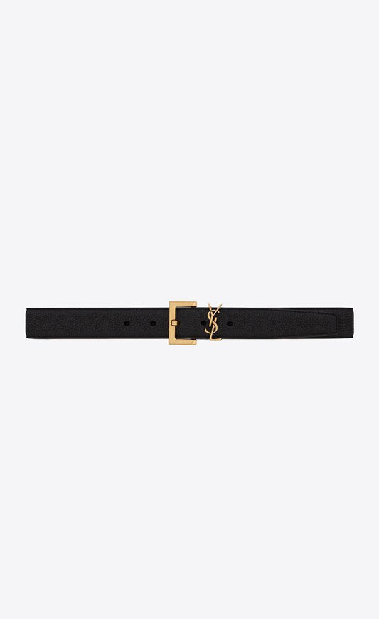 CASSANDRE BELT WITH SQUARE BUCKLE IN TEXTURED LEATHER