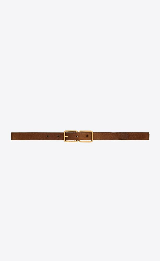 THIN BELT IN AGED SUEDE WITH DOUBLE BUCKLE