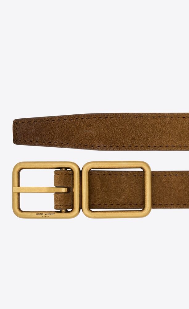 THIN BELT IN AGED SUEDE WITH DOUBLE BUCKLE