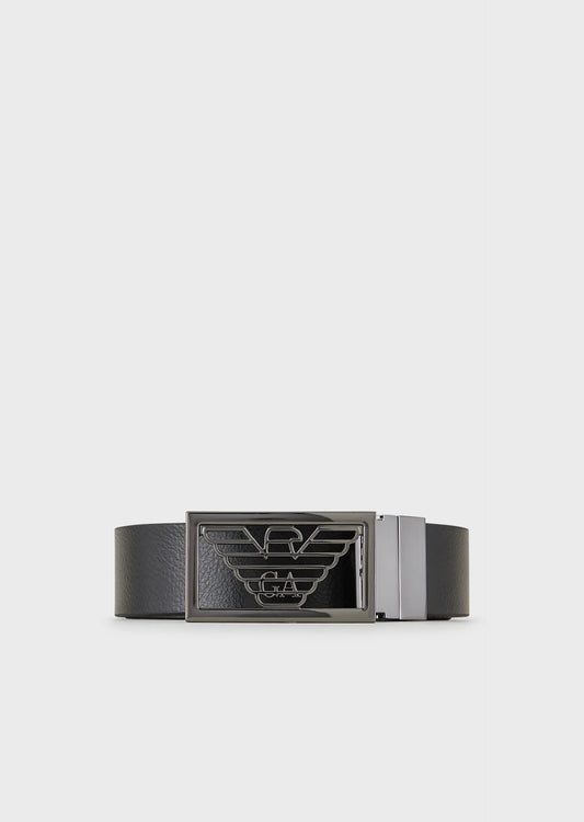 Reversible leather belt with one side in palmellato leather