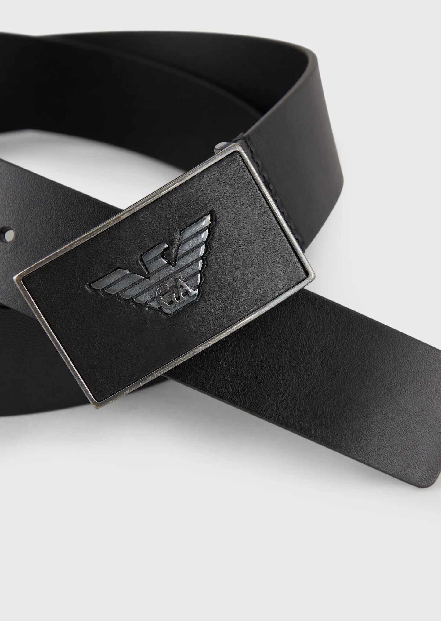 Leather belt with eagle plate