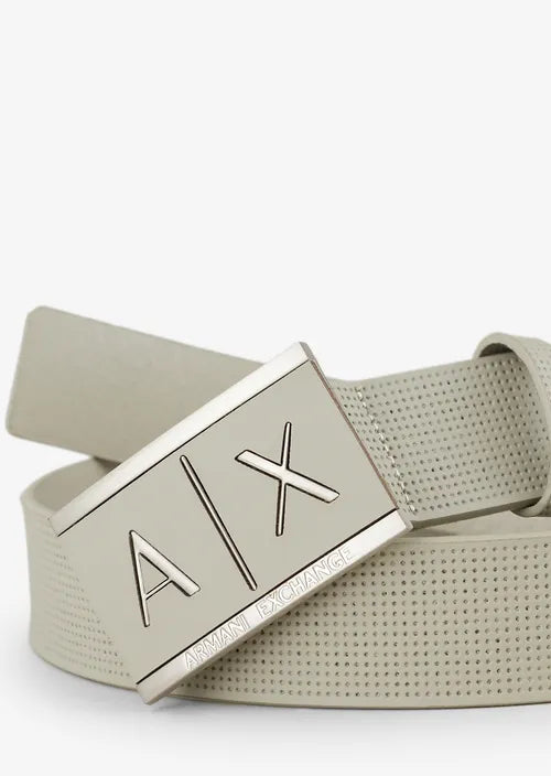 Logo buckle leather belt