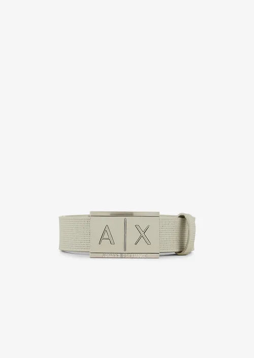 Logo buckle leather belt