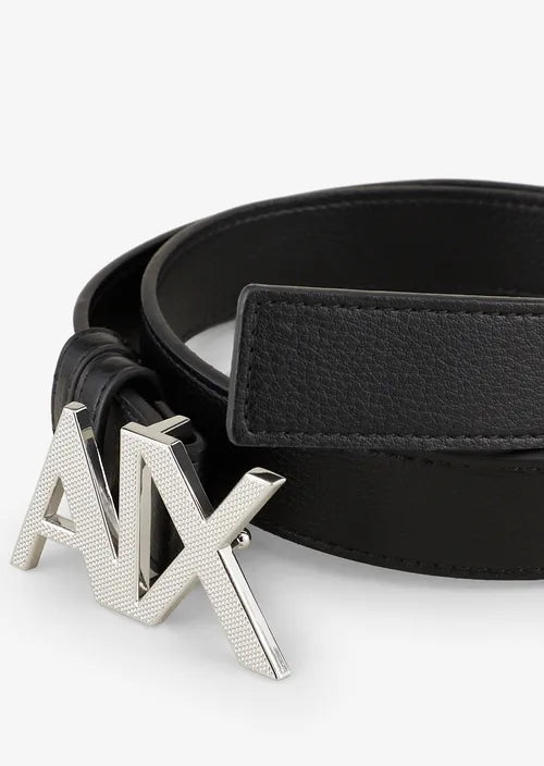 Logoed buckle eco leather belt